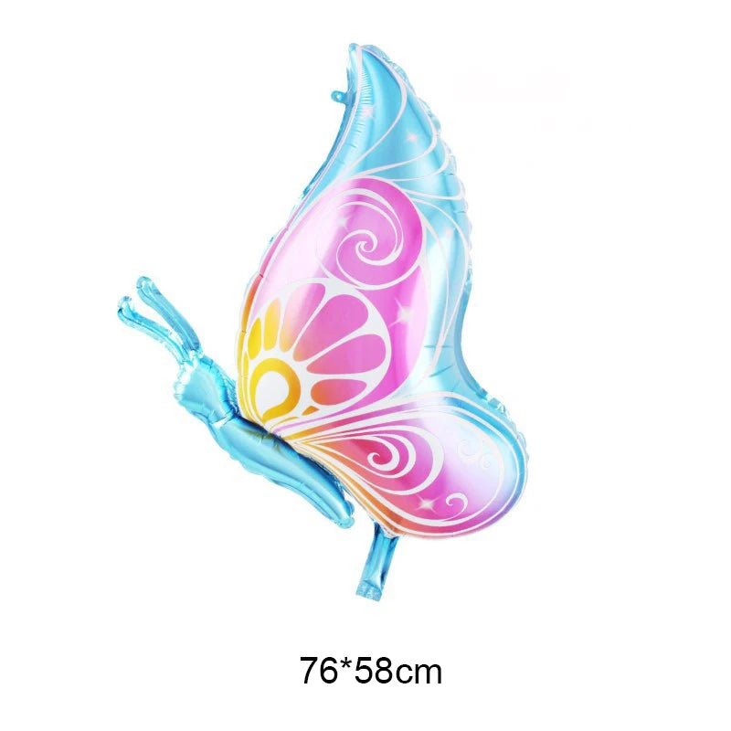 Colorful butterfly-shaped balloon with size 76*58cm on a white background