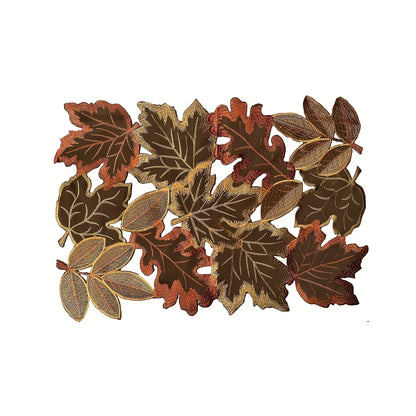 Decorative placemat with leaf pattern on a white background