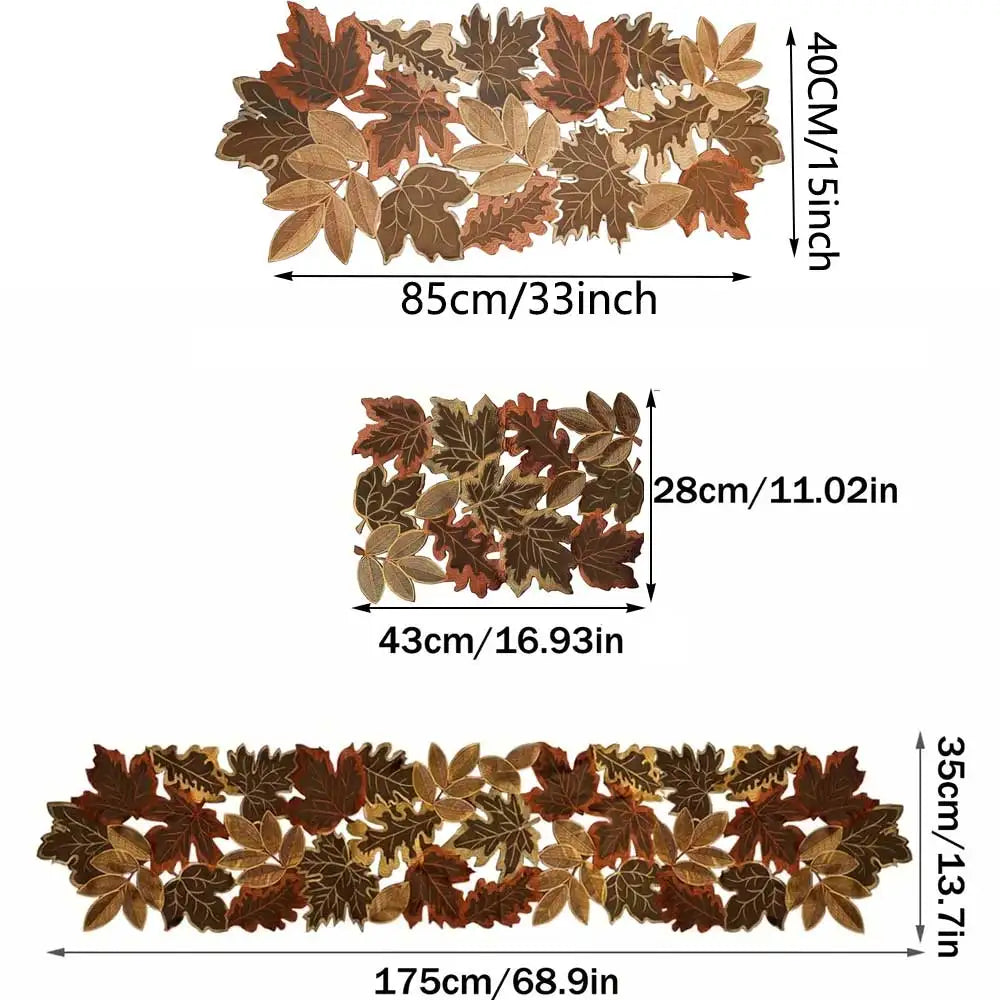 Decorative leaf garland with measurements on a white background