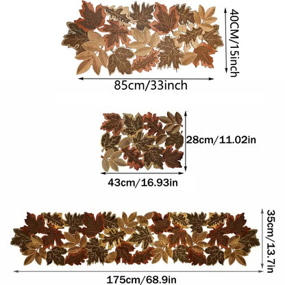 Decorative leaf garland with measurements on a white background