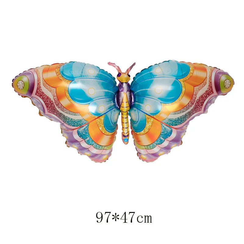 Colorful butterfly-shaped balloon on a white background