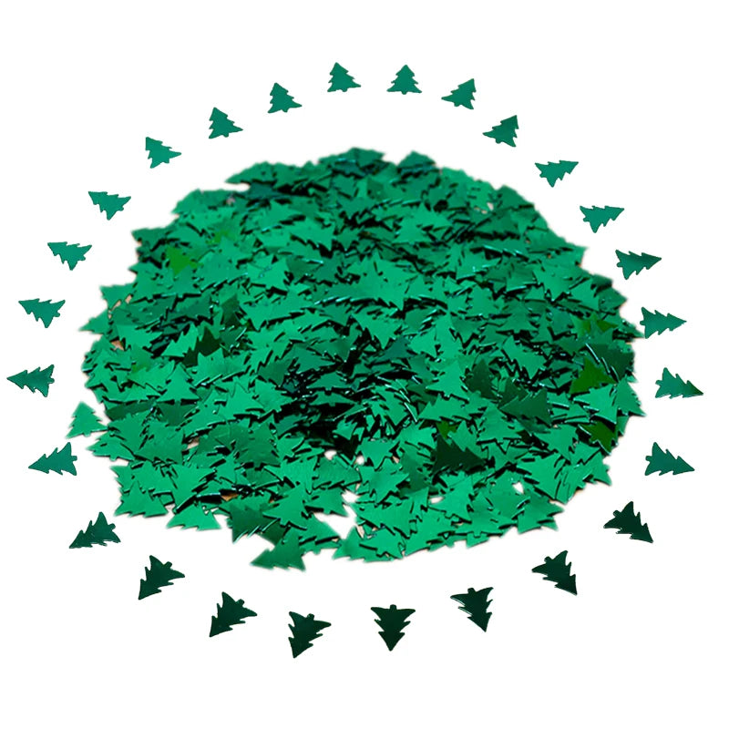 Green confetti stars on a white background