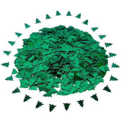 Green confetti stars on a white background