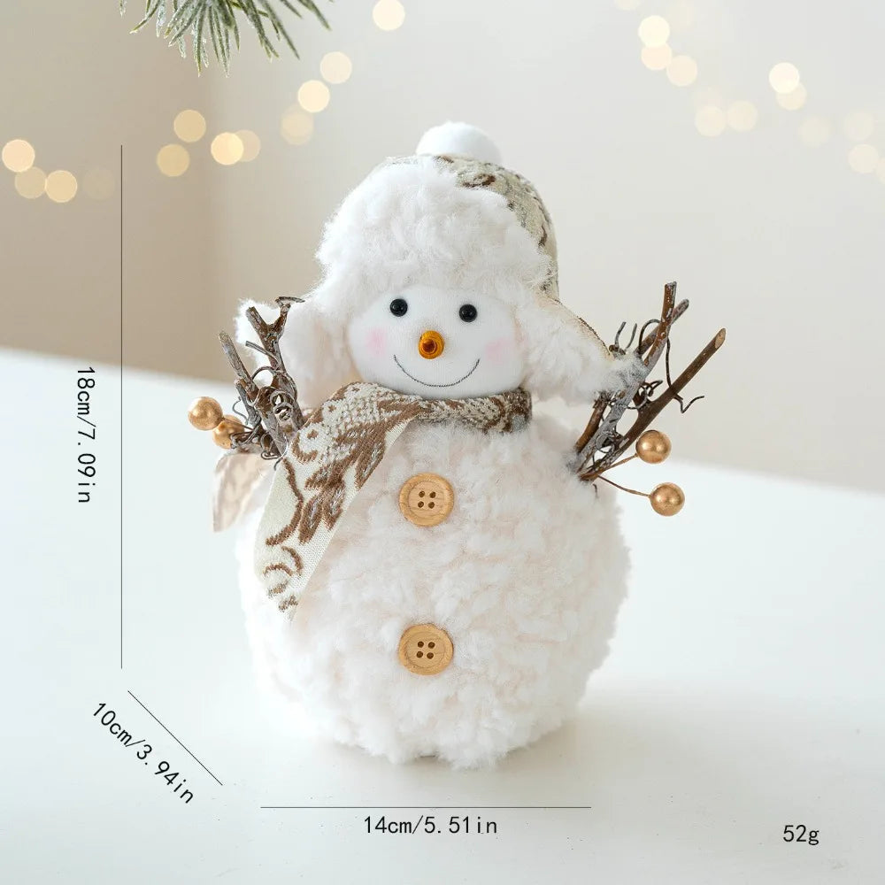 Decorative snowman figure with measurements on a light background