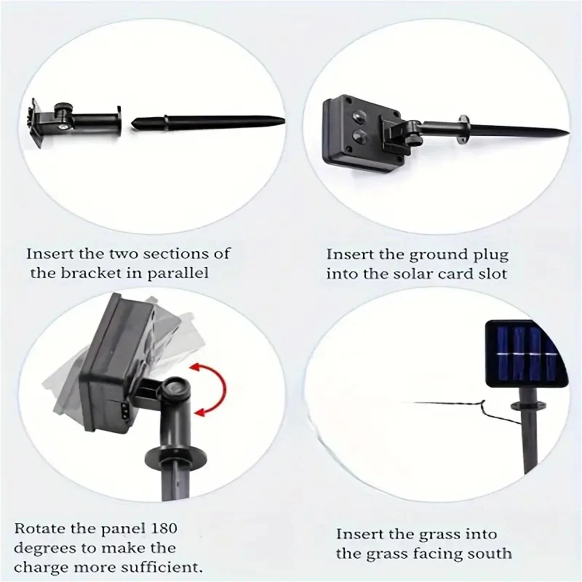 Step-by-step instructions for using a solar panel system with text overlay on a white background