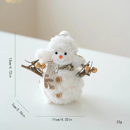 Small snowman figurine with measurements on a light background