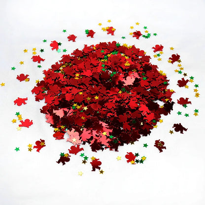 Red puzzle pieces forming a heart shape on a white background with colorful puzzle pieces scattered around.