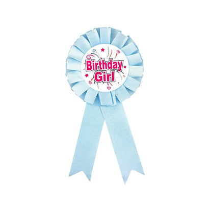 Blue ribbon with 'Birthday Girl' text on a white background