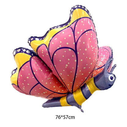 Colorful butterfly-shaped balloon with dimensions 76*57cm on a white background