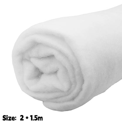 Rolled-up white fabric with size label '2 * 1.5m' on a white background
