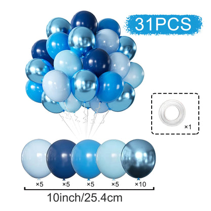 Set of blue balloons with a measurement label on a white background