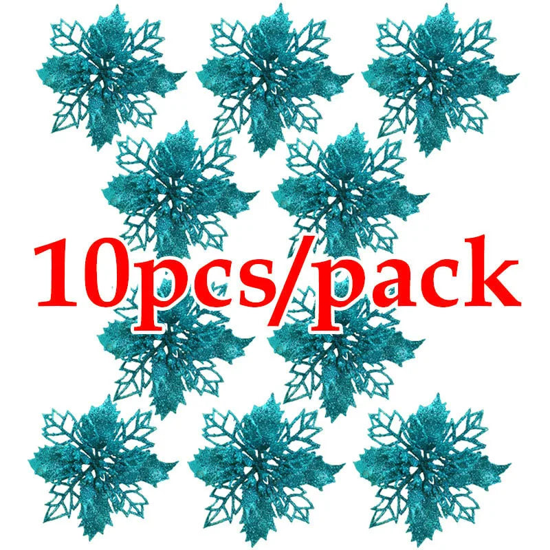Teal decorative flowers with '10pcs/pack' text in red on a white background