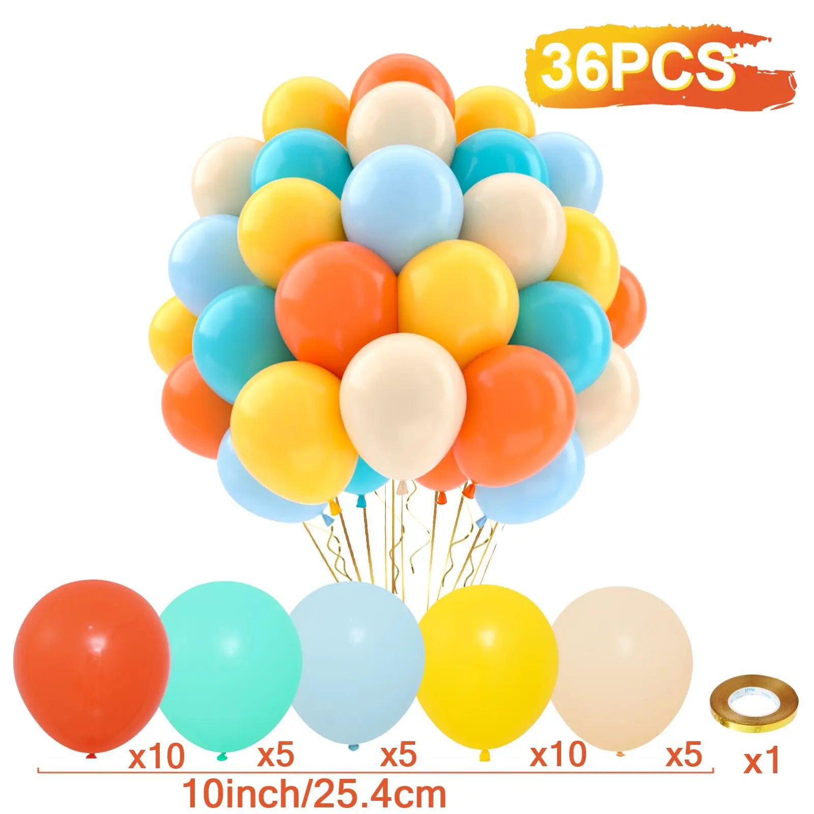 Colorful balloons with a measurement chart on a white background