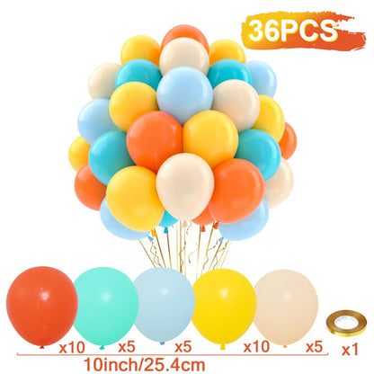 Colorful balloons with a measurement chart on a white background