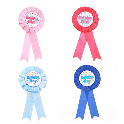 Four ribbons for 'Birthday Girl' and 'Birthday Boy' on a white background