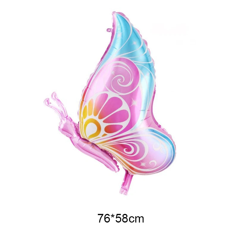 Colorful butterfly-shaped balloon on a white background