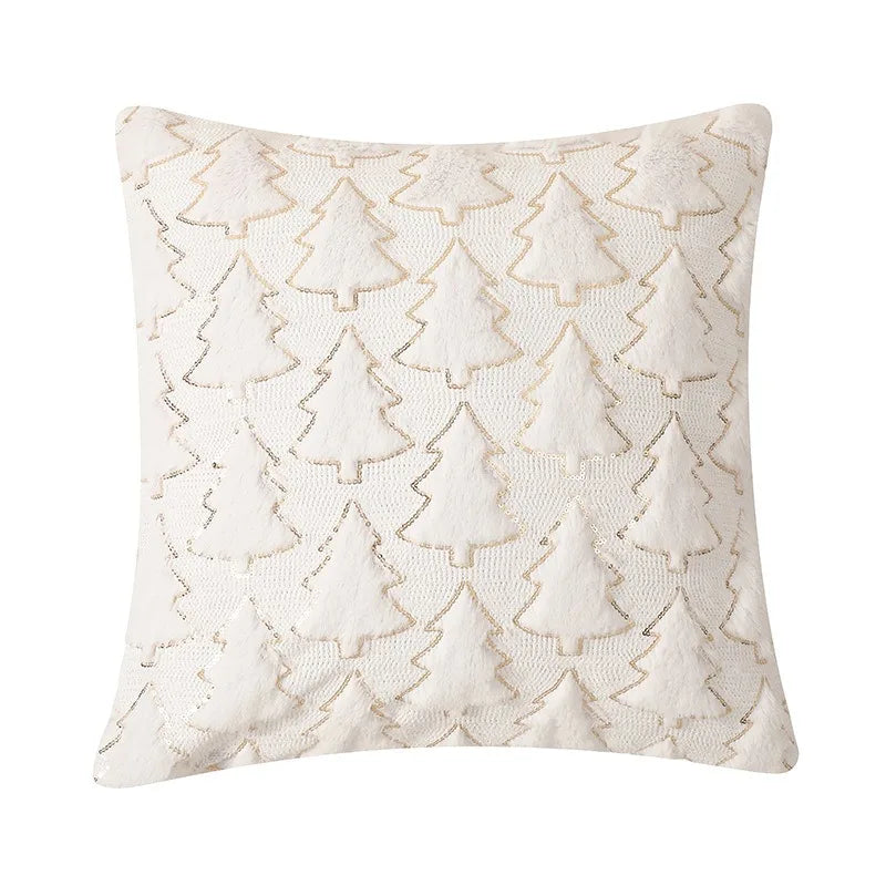 Decorative pillow with tree pattern on a white background