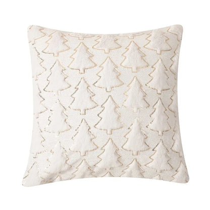 Decorative pillow with tree pattern on a white background