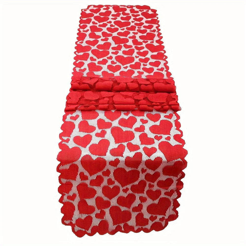 Red fabric with heart pattern on a white background