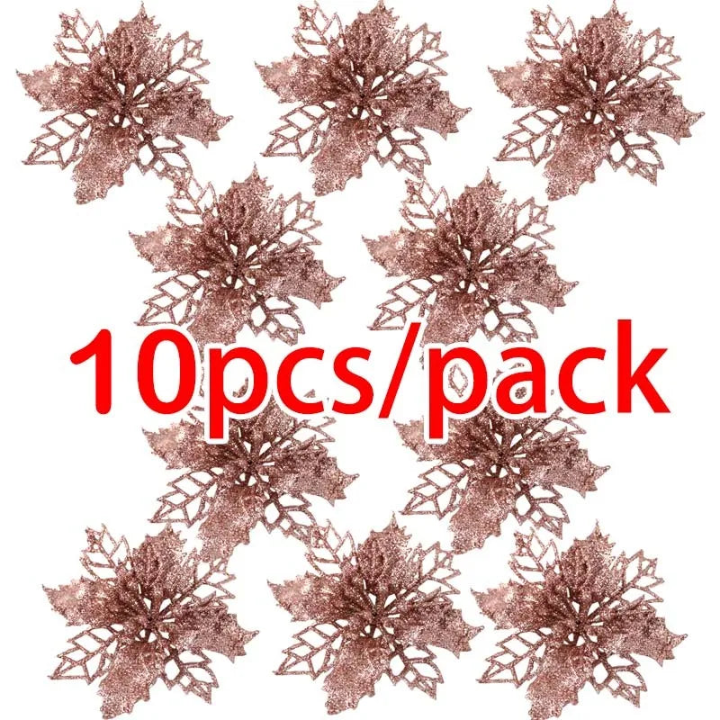 Rose gold decorative leaves with '10pcs/pack' text on a white background