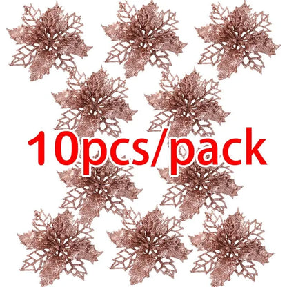 Rose gold decorative leaves with '10pcs/pack' text on a white background