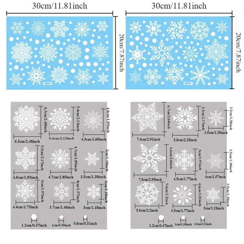 Set of snowflake-shaped molds with measurements on a blue background