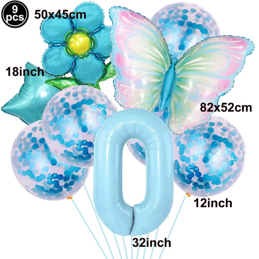 Set of colorful balloons with sizes and quantities indicated