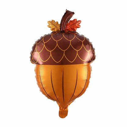Decorative balloon shaped like an acorn on a white background