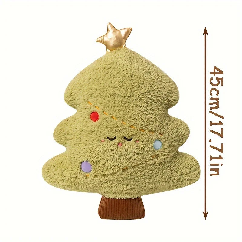 Plush toy shaped like a Christmas tree with a star on top, size indicated as 45cm/17.71in.
