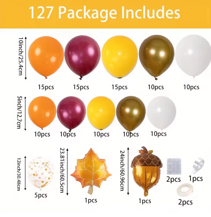 Balloon package with various colors and sizes on a white background