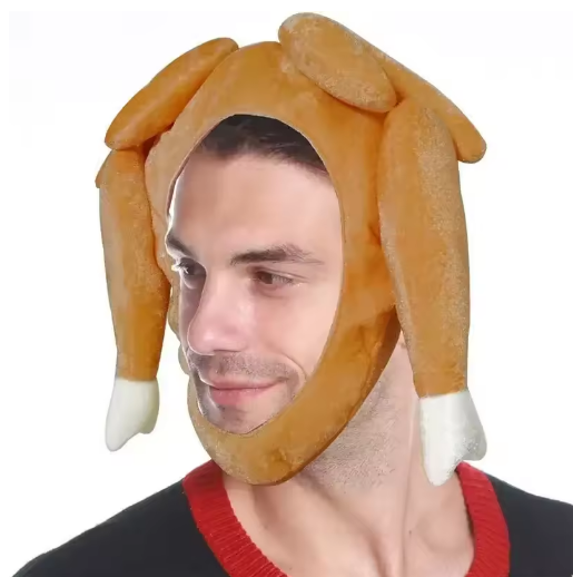 Person wearing a dog-like headpiece with ears and a muzzle on a white background